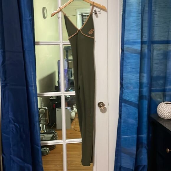 Soleboy race car green two toned jumper ribbed criss cross body suit size large - Picture 13 of 13